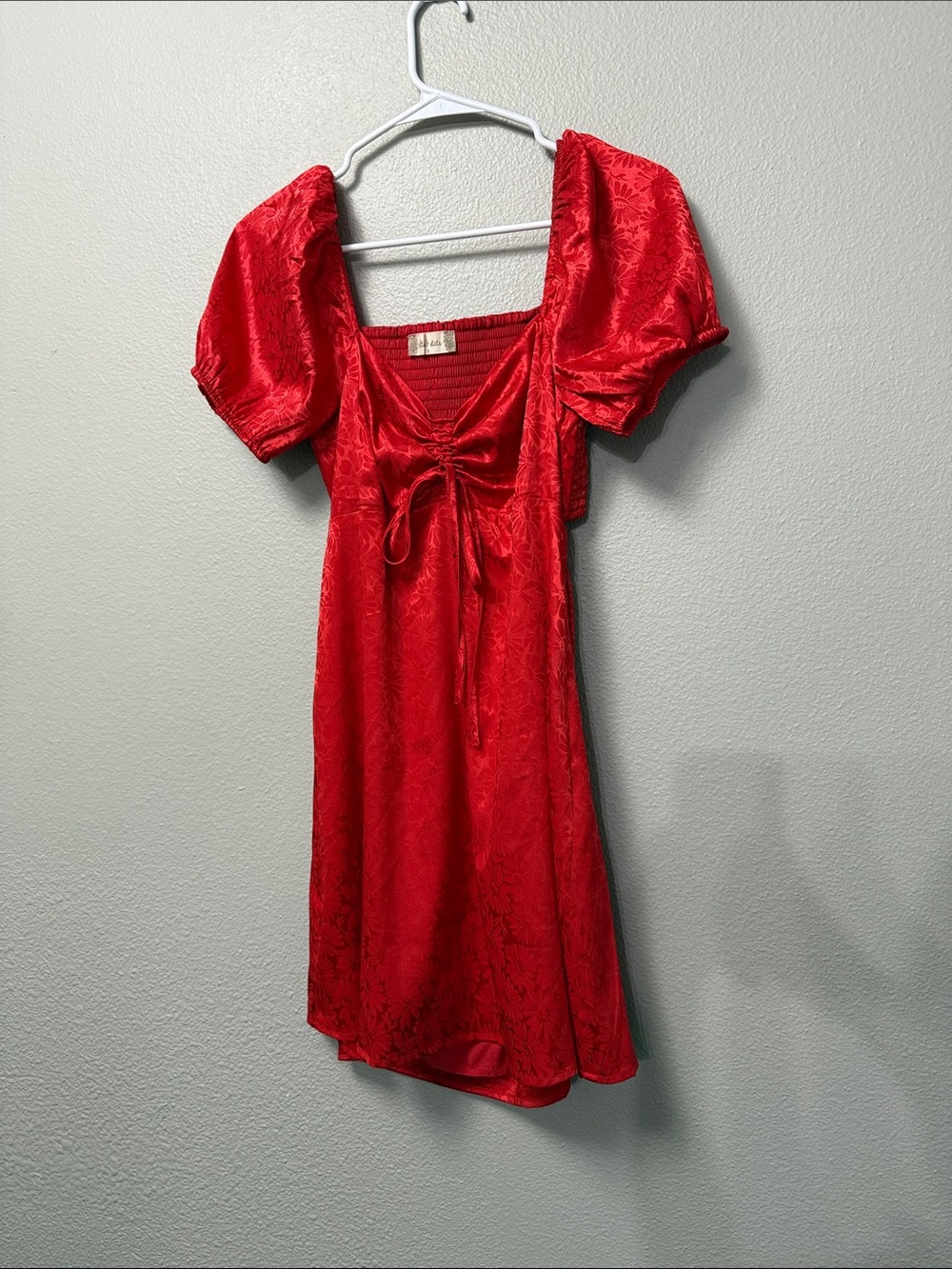 Altar’d State Red Satin Floral Mini Dress